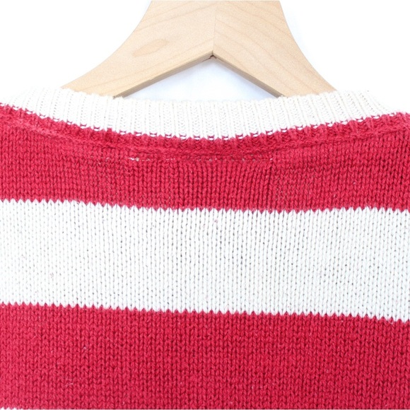 Vintage 80s 100% Cotton Knit Crewneck American Flag Sweater Large - Picture 4 of 7